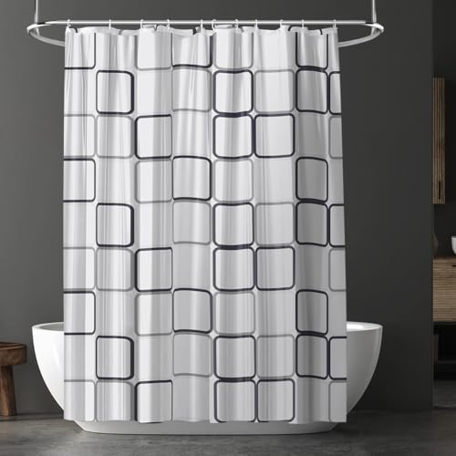 URAQT Duschvorhang, Anti-schimmel Wasserdicht Schnelltrocknend Duschvorhänge, Waschbar PEVA Shower Curtains 180x180 cm mit 12 Duschvorhangringen, Badewanne Shower Curtain(A)