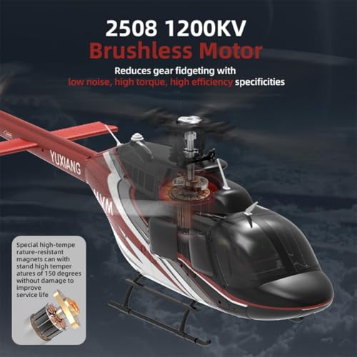 WYFTOY 1/27 Scale Bell 206 Remote Control Helicopter, 2.4G 6CH 6G Model Brushless RC Helicopter with Optical Flow Positioning - Image 7