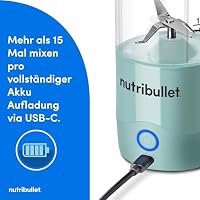 nutribullet Portable, Smoothie Maker to go, 475 ml BPA-freier Becher, kabellos, wiederaufladbar für 15+ Mixvorgänge, tragbarer mini Mixer für mix & go, zerkleinert Eis & Obst, Hellblau, NBP003LBL – Ansicht 3
