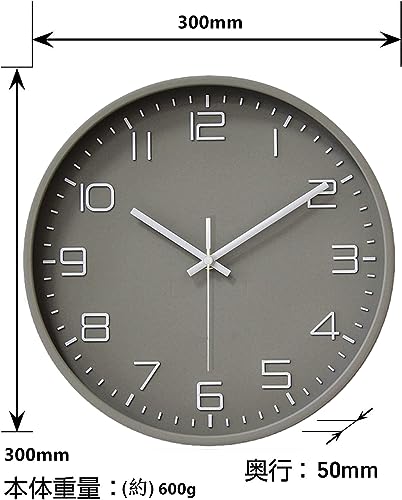 Nbdeal 掛け時計 静音 連続秒針 音がしない 直径30cm アナログ 非電波 北欧 B-069 灰色 [3]