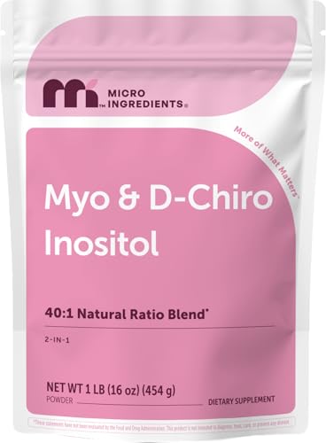 Micro Ingredients Myo-Inositol & D-Chiro Inositol Powder 1lb 221 Servings | 40:1 Ideal Ratio Inositol Supplement for Women* | Support Hormonal Balance & Ovarian Health* | Non-GMO Vegan Filler-Free