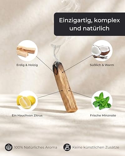 Incensera Palo Santo Räucherholz - 8 Duftholz Sticks 10 cm für Ausräuchern Wohnung, Natürliches Heiliges Holz aus nachhaltiger Ernte, Aromatherapie