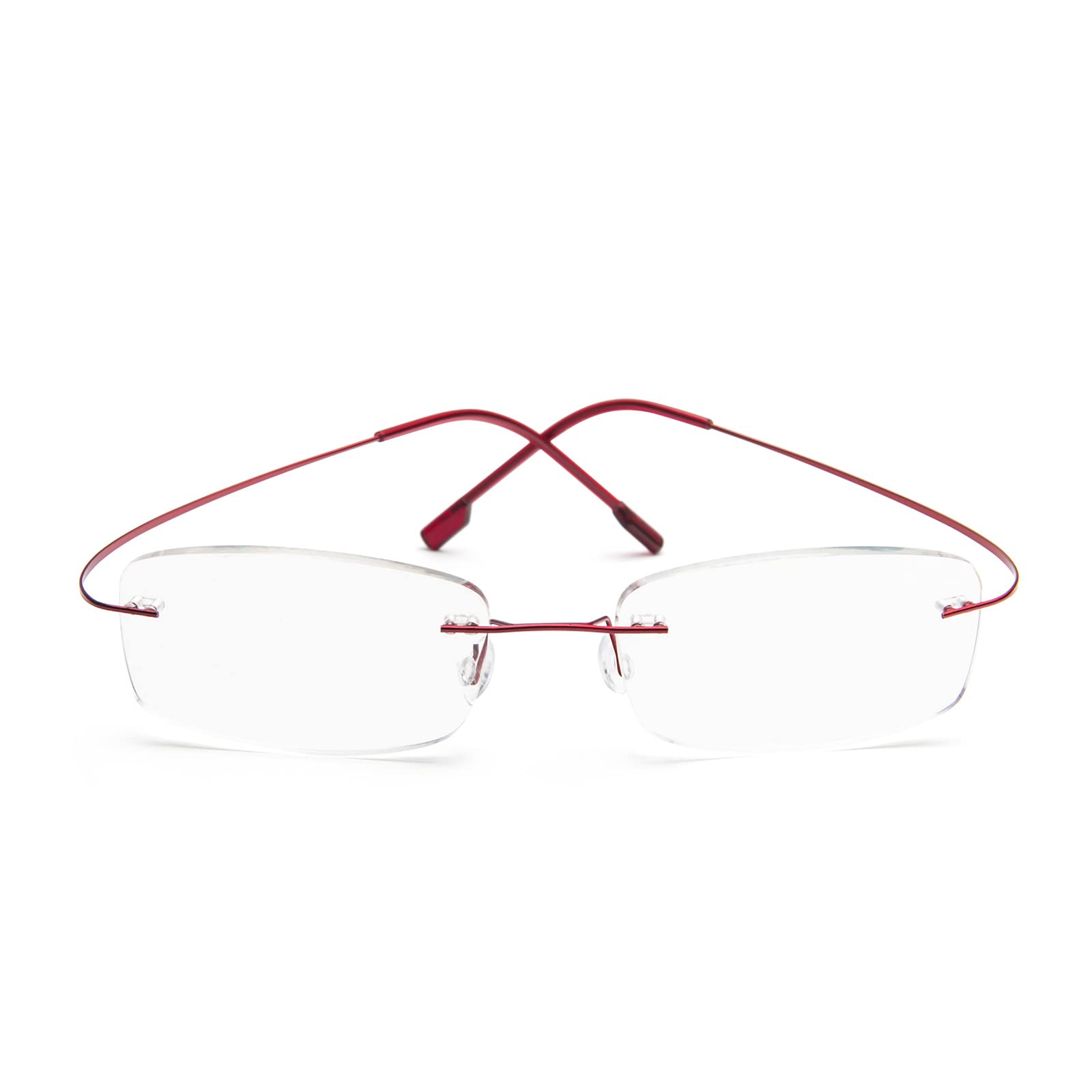 KoKoBin Rimless Reading Glasses Super Light Titanium Eyewear Men Women Sun Readers Reading Glasses(Red,+1.0) - Image 2