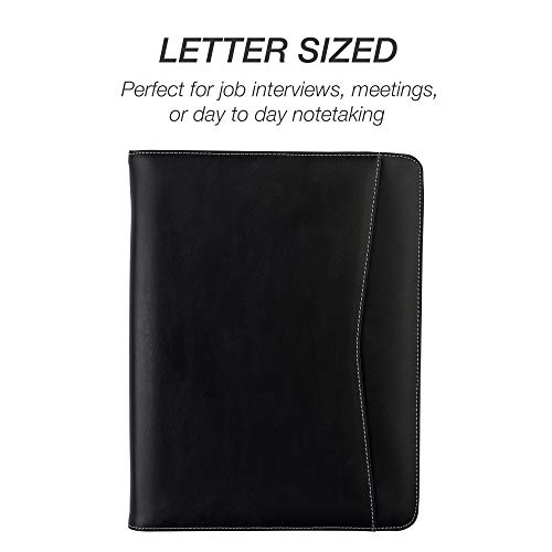 Image of Samsill Zippered Portfolio Organizer, Vegan Leather Business Portfolio Notebook, Work Organizer. Notepad, Tablet iPad (Upto 10.1 inch) Phone & Business Cards Holder, Professional Padfolio for Women & Men