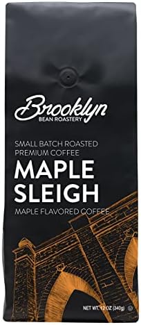 Brooklyn Beans Maple Sleigh 100% Arabica Craft Roasted Ground Coffee, Premium Maple Flavored Roast, 12 Oz Bag