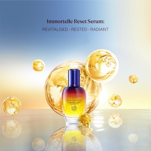 Image of L'Occitane Immortelle Overnight Reset Serum Mini,5 ml |Anti-Aging Night Serum with Immortelle, Acmella & Gardenia Extracts | Lifts, Soothes Fine Lines & Restores Radiance | Premium Clean Beauty