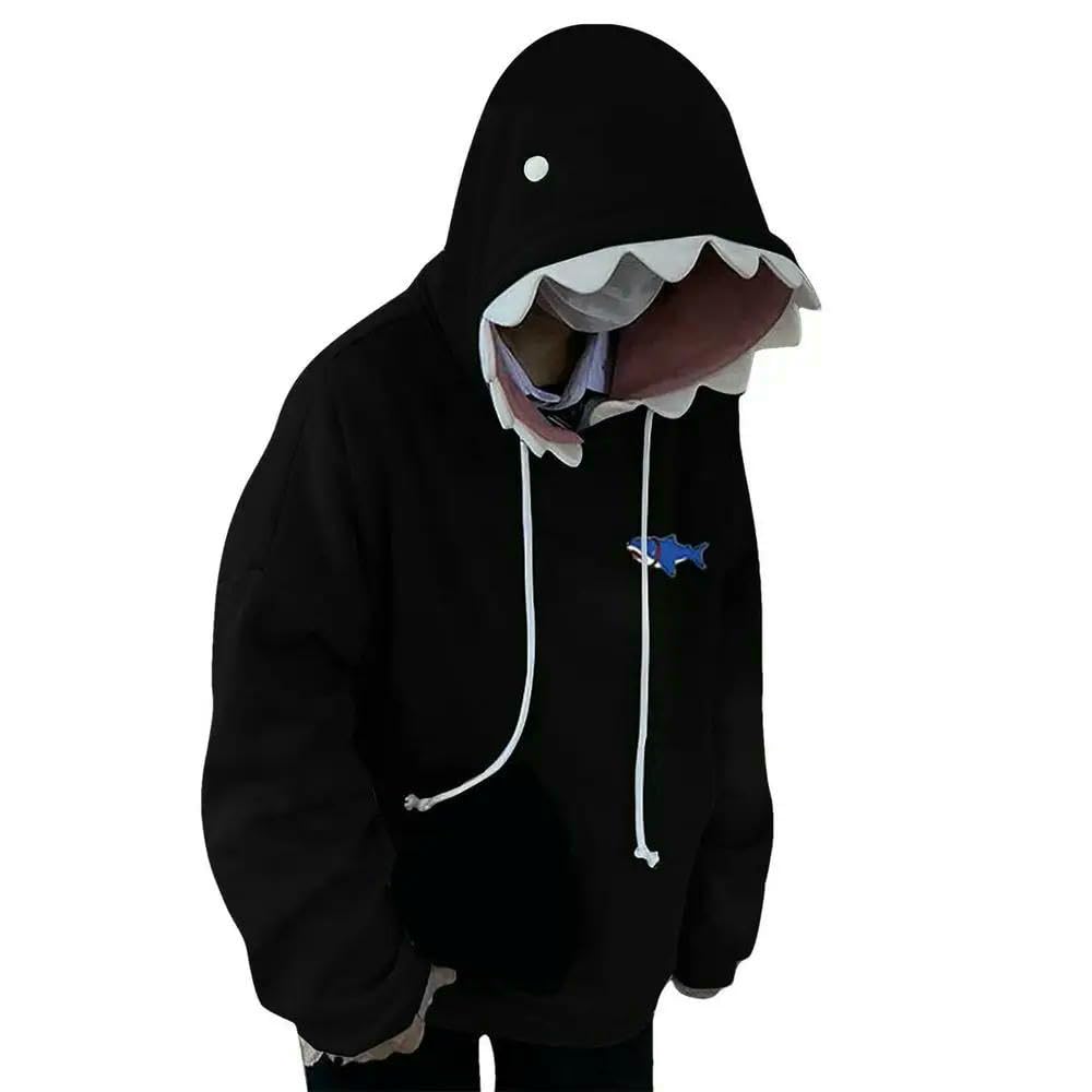 Bluza z kapturem ZBDZSW Shark Bluza damska Niebieskie bluzy z kapturem Długi rękaw Kształt rekina Para Pullover Zwierzęca bluza z kapturem z kreskówek Męska damska
