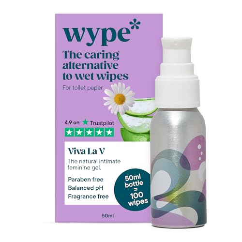Wype | Viva La V | Intimate Wipes Alternative | Toilet Roll Gel | Gynaecologically Approved, Feminine pH Balanced, Lightly Scented with Rose & Geranium | COSMOS Organic | 100 Wipes | 50ml