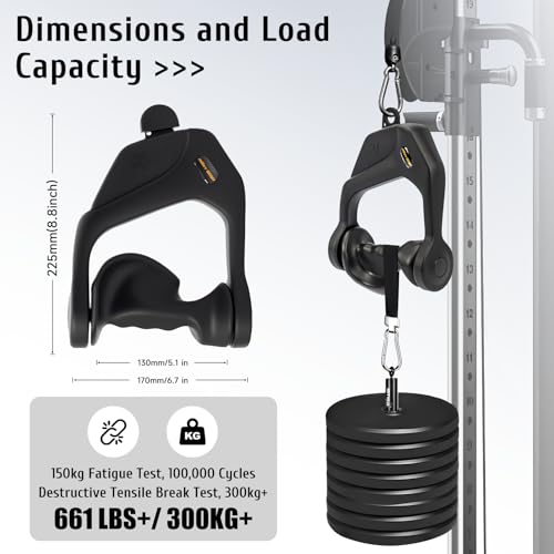 MOST GRIP Ergonomic Non-Slip D Handle Cable Attachment, Cable Machine Handles for LAT Pulldown, Gym Handles for Cables with Capacity Up to 600LBS