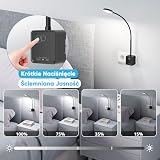 PRINCEWAY Lampka do Czytania Na Ścianę LED, Lampa na Wysięgniku Ścienna do Czytania LED Ściemnialna Czarny z Wtyczką, 3 Tryby Kolorów, Szeroki Kąt Oświetlenia 110°, Porty Wyjściowego USB