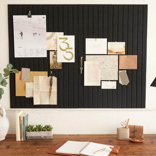 Large Felt Bulletin Board - Stylish Perfectly Sized 35' x 47' Cork Board Alternative for Office & Wall Decor – 12 Customizable Adhesive Tiles w/Golden Pins are Perfect to Display Your Photos