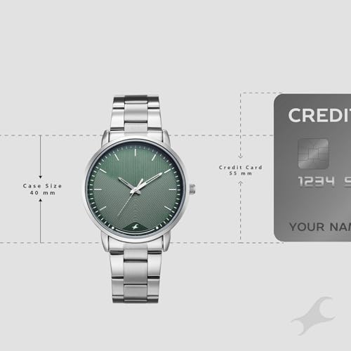 Image of Fastrack Stunners X Quartz Analog with Dark Green Dial Steel Stainless Steel Strap Watch for Men - 38159SM07