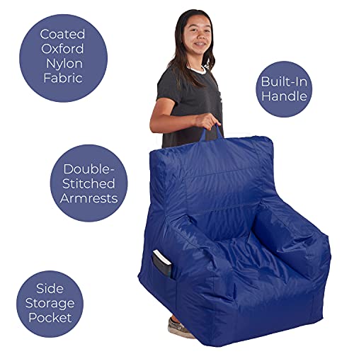 Factory Direct Partners 10484A-Nv Cali Big Bear Bean Bag Chair, Dirt, Tear, Water-Resistant Coated Oxford Nylon Cover, Durable Seating For Kids, Teens, Adults, Navy #TOP2