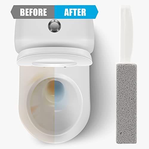 Image of Pumice Stone Toilet Bowl Cleaner with Handle - Pumice Stone for Toilet Cleaning - Stain Remover - Also Cleans Limescale, Hard Water Rings, Tiles, Iron and Rust, Household Cleaning 2 Pack