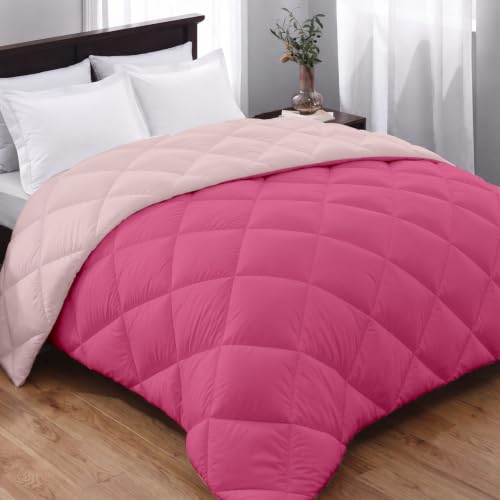 Image of AYKA Reversible Comforter 220 GSM Microfiber Reversible AC Comforter /Blanket for Winter /Quilt /Duvets for King Size Double Bed Comforter (90 * 100, Pink & Peach)