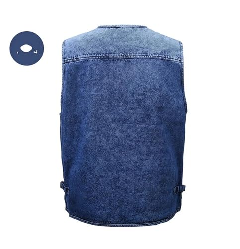 Men's Multiple Pockets Denim Vest V-Neck Zipper Sleeveless Jackets3