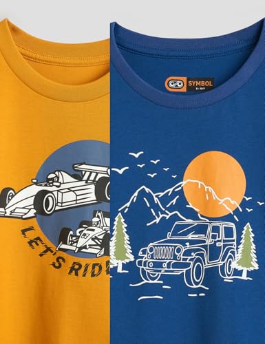 Image of Amazon Brand - Symbol Boys 100% Cotton Graphic Printed Half Sleeves T-Shirt | Age 6-14 Years