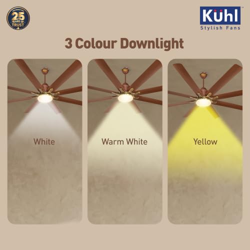Image of KUHL Polariz Star 66 1550mm Stylish 65% Power Saving BLDC Ceiling Fan With Remote |Down Light|BEE 5 Rated & ISI Marked|Low Noise| Iot -Operate Via Mobile & Alexa |Reverse Mode |Free Installation |Teak