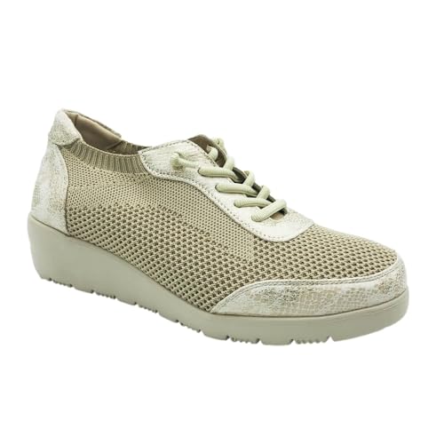 TREINTAS Blucher Sport Cuña Plantilla Extraible Mujer 3860 Color: Dorado Talla: 40