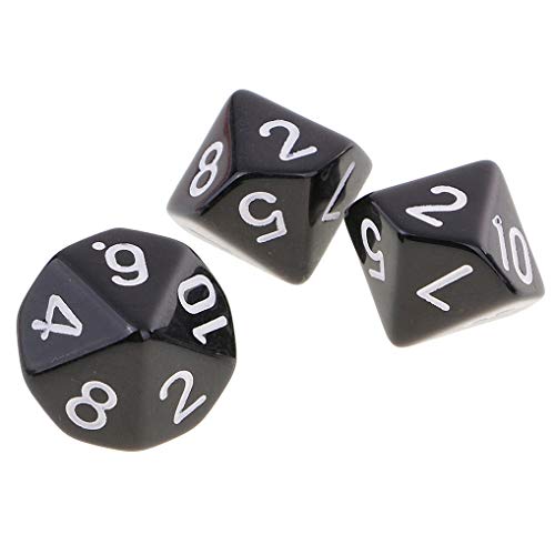 Yourandoll 10 STÜCKE Polyedrische Würfel D10 Würfel Dice Spielwürfel for DND RPG Tischspiele (Schwarz)