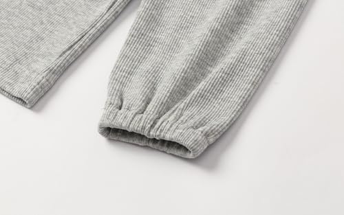Image of LittleSpring Girls Ribbed Knit Long Sleeve Tshirt with Lace Ruffle Collar