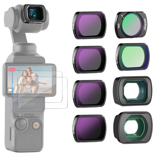 NEEWER NDフィルターセット(6枚)&0.75X広角レンズ コンパチブル DJI Osmo Pocket 3 ND16 ND32 ND64 ND256 CPLフィルター ブラック拡散1/4フィルター 2倍マクロレンズ スクリーンプロテクター付き 偏光