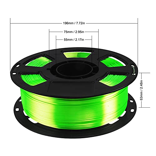 Image of Shiny Silk Bright Lime Green PLA 3D Printing Material, 1kg 2.2lbs 1.75mm 3D Plastic Material, Widely Support for FDM 3D Printer, Easy to Print with Extra Sample by BBLIFE