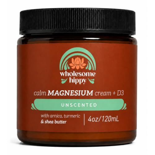 Wholesome Hippy Calm Cream All Natural Body Butter with Magnesium Vitamin D3 Shea Arnica & Turmeric Vegan Moisturizer for Sensitive Skin & Self-Care 4oz