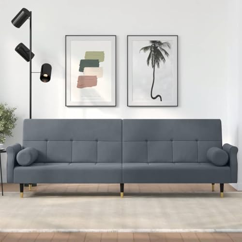 Mokuyary Sofá cama con cojines gris oscuro terciopelo sofá cama convertible para sala de estar, dormitorio de invitados, espacio pequeño, apartamento, oficina