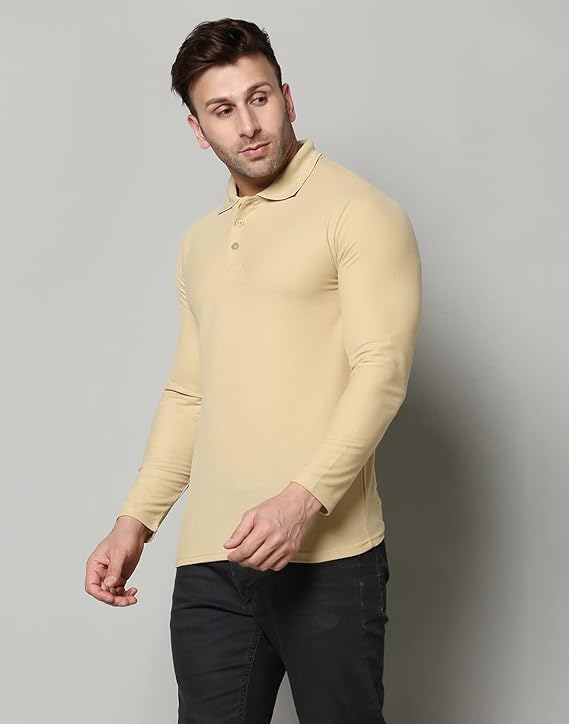 Image of INKKR Full Sleeve Men's Solid Polo Neck T-Shirt Combo