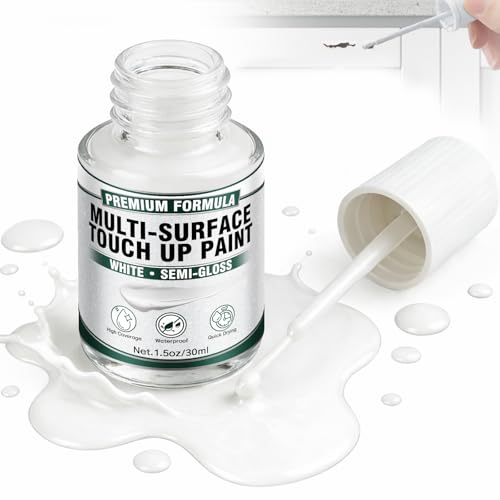 White Touch Up Paint White Paint for Walls Doors Cabinets & Furniture High Adhesion Low Odor Semi-Gloss Finish 30ML