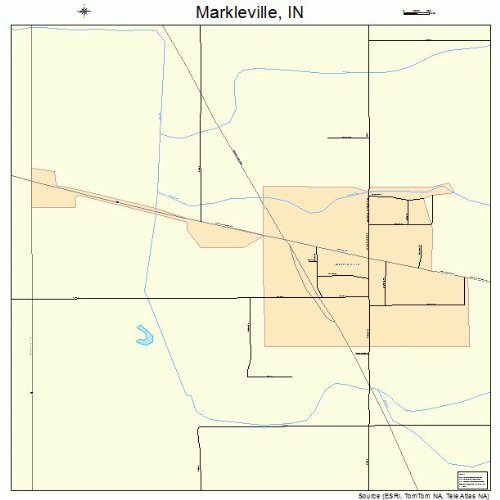 Large Street & Road Map of Markleville, Indiana IN Printed poster