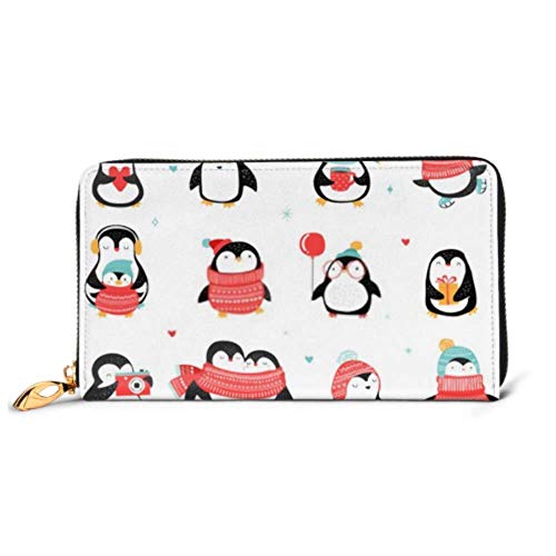 Preisvergleich Produktbild JHGFG Mode Handtasche Reißverschluss Brieftasche Süße handgezeichnete Pinguine Sammlung Frohe Telefon Clutch Geldbörse Abendkupplung Blocking Leder Brieftasche Multi Card Organi