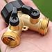 Riemex Metal Garden Hose Splitter 2 Way Y Valve Hose Connector, Easy to Open, Comfort Grip, Solid Brass Body