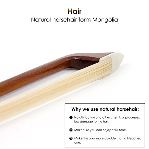 Image of Violin Bow 4 /4, Fiddle Imitation Pernambuco Round Stick OX Horn Frog Horse Hair for Violin Parts Beginner Practice