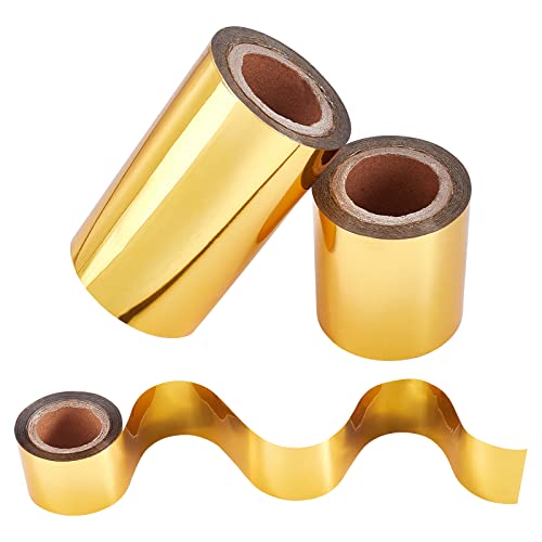 SUPERFINDINGS 3 Rollos de 90 m/295 pies de Papel para Estampado en Caliente con lámina metálica Dorada. Rollo de Papel metálico Dorado para Transferencia térmica, Apto Pluma de lámina