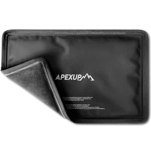 APEXUP Gel Ice Packs for Injuries Reusable, Flexible Double Sided Cold Packs for Injuries, Ice Pack for Knee, Shoulder, Back, Hip, Leg, Arm (Black, 11