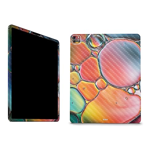 Image of MightySkins Carbon Fiber Skin Compatible With Apple iPad Pro 12.9 inch M2 6th Gen (2022) Full Wrap Kit - Rainbow Bubbles | Protective Durable Textured Carbon Fiber Finish | Easy To Apply | Made in the USA
