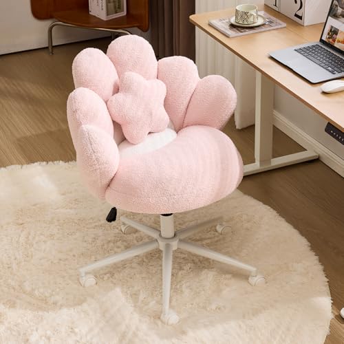 Bonnlo Fauteuil Pivotant, Chaise Coiffeuse, Fauteuil Relax, Chaise de Bureau Ergonomique, Fauteuil avec Dossier en Forme de Fleur, pour Salon, Bureau, Chambre,...