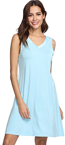 Image of GYS Cooling Bamboo Viscose Nightgowns for Women, Lightweight Sleeveless V Neck Sleep Shirt for Hot Sleepers, Soft Night dress