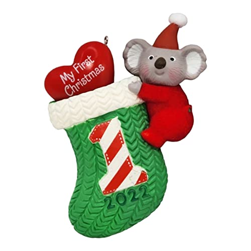 Hallmark Keepsake Christmas Ornament 2022 Year-Dated, My 1st Plastic, Christmas, Koala with Stocking