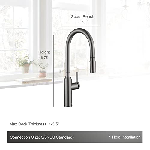 Aguastella As81Gs Grey Stainless Kitchen Sink Faucet With Pull Down Sprayer Single Handle High Arc #TOP1