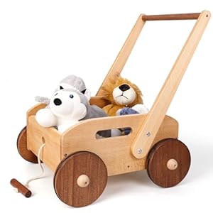 Woodtoe Wooden Baby Walker, Adjustable Speed Push Toys for Babies Learning to Walk, Natural Wood Push and Pull Learning Walker Educational Birthday Toy for Toddler Boy Girl 1+(Patent Protection)