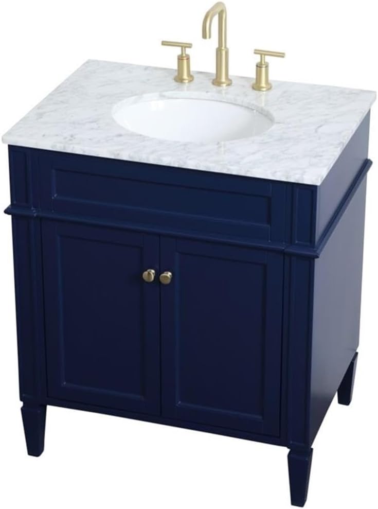 Elegant Decor Williams 18" Single Marble Top Bathroom Vanity in Blue