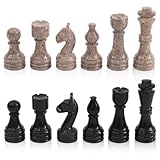 Marble Range Marble Chess Pieces Oceanic and Black Marble 3.5 Inch King Figures Handmade 32 Chess Figures - Suitable for 15-20 Inch Chess Game - Board Games
