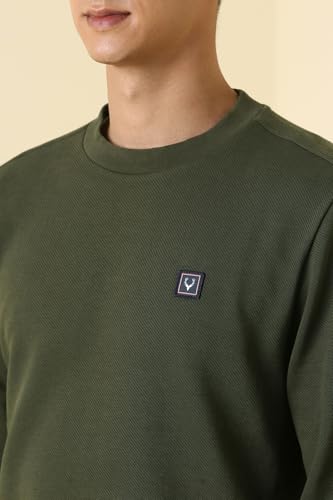 Image of Allen Solly Men's Cotton Blend Crew Neck Solid Casual Sweatshirt