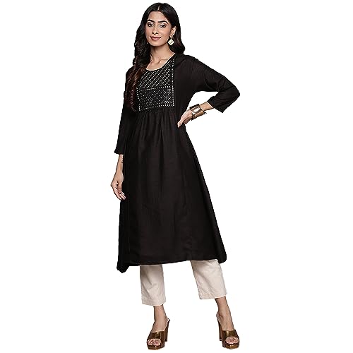 Robe trapèze noire femme anubhutee vêtement en soie taille S