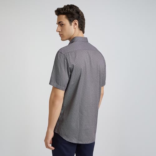 Image of Colorplus Men's Regular Fit Print Pattern Pure Cotton Plain Collar Half Sleeve Casual Shirt