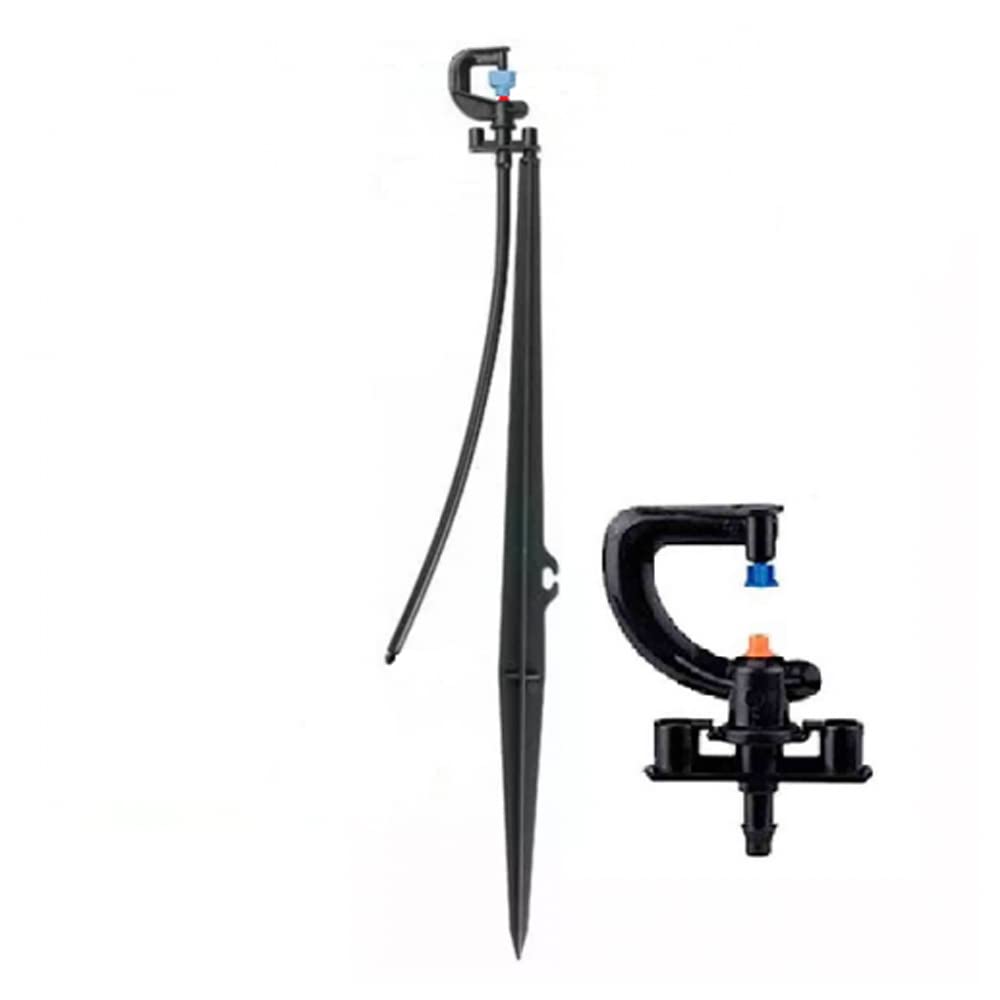[Pack 50] Microaspersor de riego Completo + estaca. Microaspersor Bailarina Invertida Circular 360º para riego agricola y riego en jardinería. Micro aspersor con estaca 40 cm, Alcance 2 a 2,5m