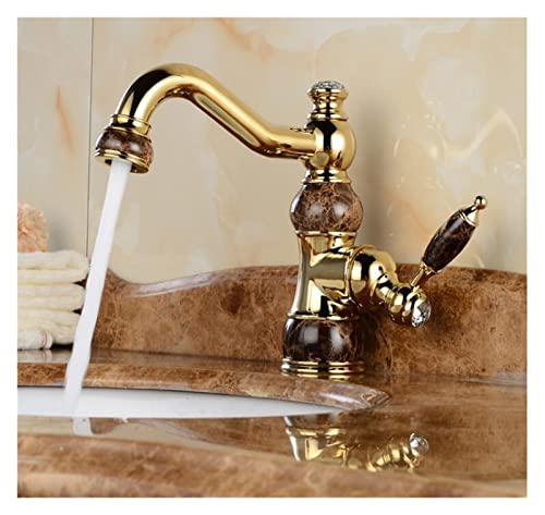 Mitigeur d'évier à commande précise eau chaude et froide avec finitions or et jade - 3